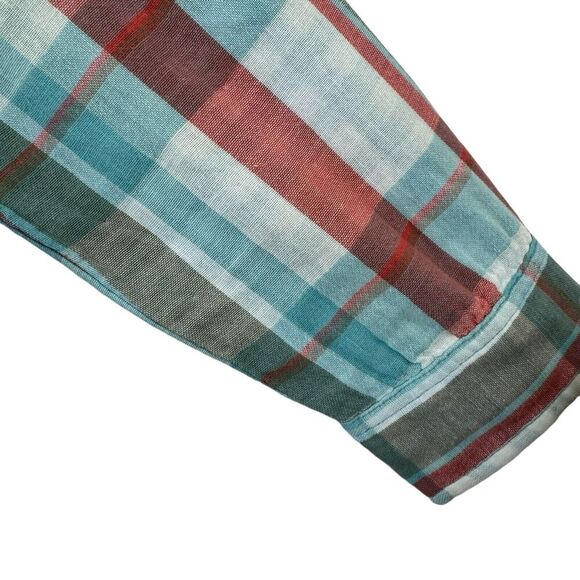 Tribal Brand Large Button Flannel Shirt Plaid Long Sleeve Roll Tabs Womens - Picture 9 of 16